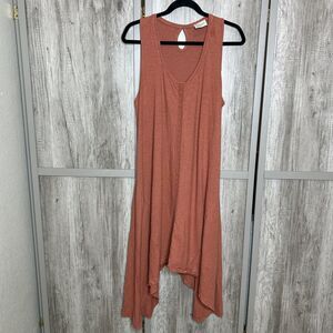 WRAP London Dress Size 10 Hemp Cotton Asymmetric Hem Brown Color